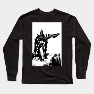 Black and White Stegosaurus Long Sleeve T-Shirt